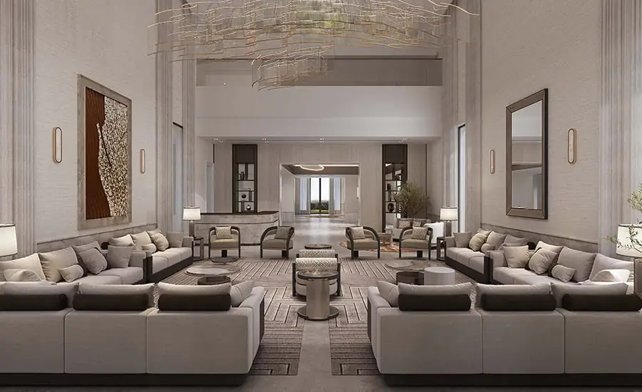 High-end Emirates Hills residence overlooking the golf course with sophisticated luxury interiors