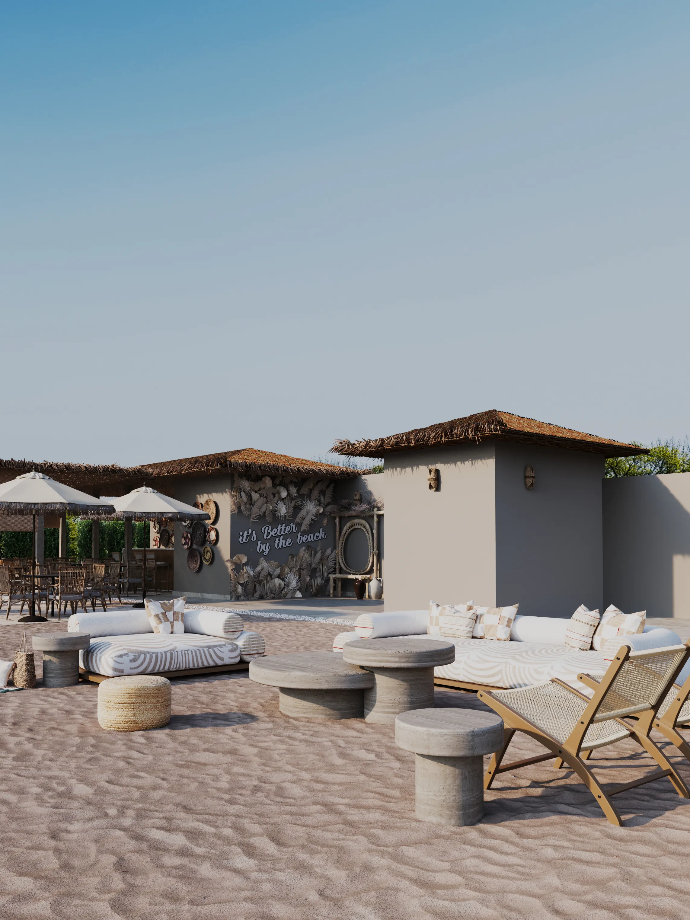 Beach lounge Qatar: A boho-inspired oasis with South American charm | Elementa Interior Design